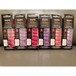 Sally Hansen 6X Pink and Blue Press on Nails Kits With Glue New